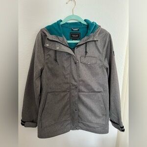 Pre-Owned Empyre Zumiez Hooded Full Zip Button Coat Gray Sz M.